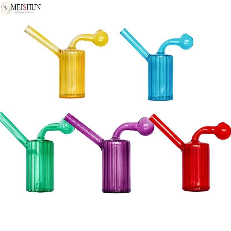 Wholesale Handmade Striped Pyrex Thick Glass Oil Burner Bubbler