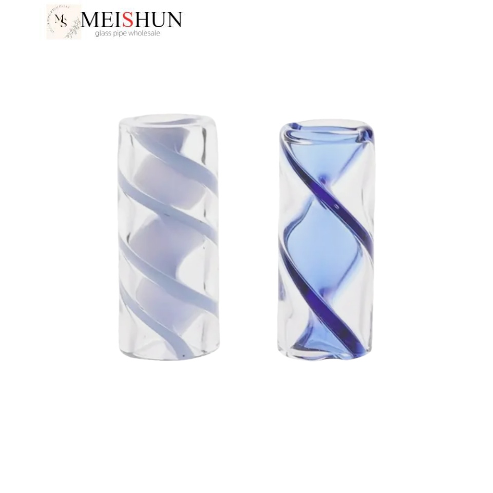 Wholesale 12mm spiral reusable glass cane mouth, cigarette filter, smoking tool mouth