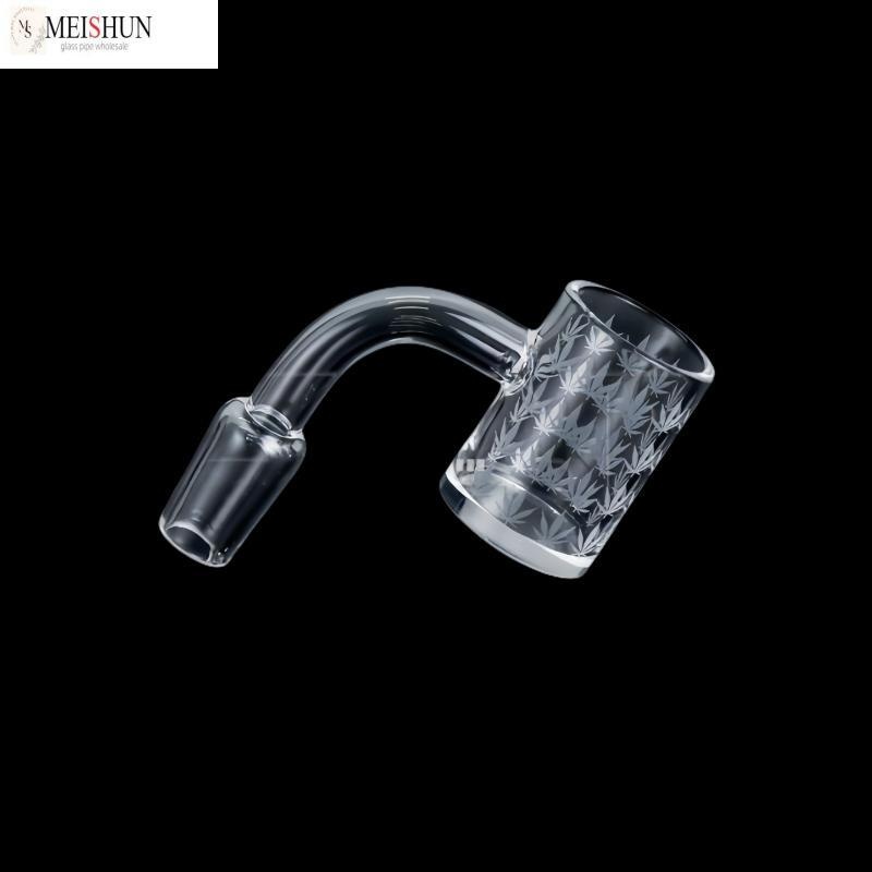 Wholesale 90° Flat Mouth Bucket Banger with Leaf Etching