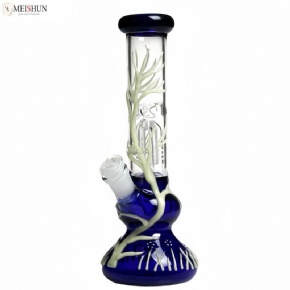 10 Inches Night Luminous Tree Round Base Glass Bong