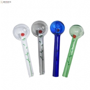 Wholesale Bulk 4 Inches Valentines Rose Cheap Glass Oil Burner Pipe