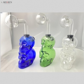 Wholesale Colored Double Skull Glass Oil Burner Bubbler