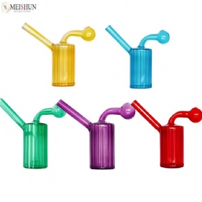 Wholesale Handmade Striped Pyrex Thick Glass Oil Burner Bubbler