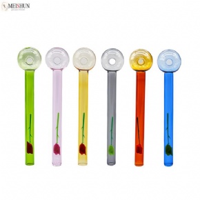 Wholesale Valentines Glass Rose Pipe Oil Burner free shipping