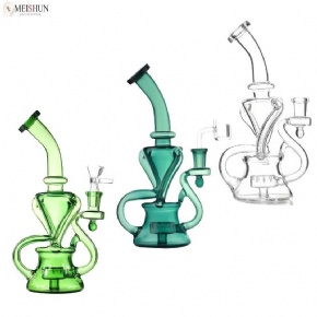 Wholesale 9 inches Double Chamber Recycler Bong With Showerhead Perc